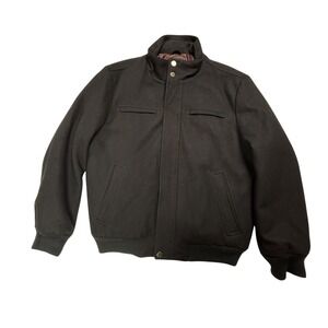 London Fog Men's Wool Blend Bomber Jacket‎ Black Size Large